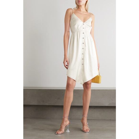 Retrofete Diane Crystal Embellished Button Front Silk Dress Size Small Bride